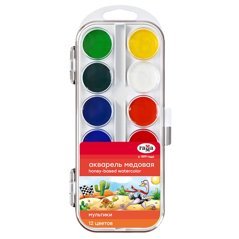 Akvarellid meega GAMMA Multiki 12 värvi, plastkarp