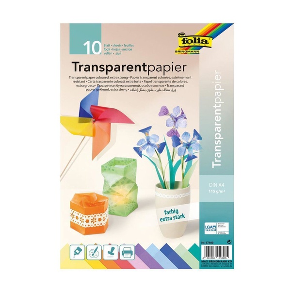 Transparentpaber 10 värvi