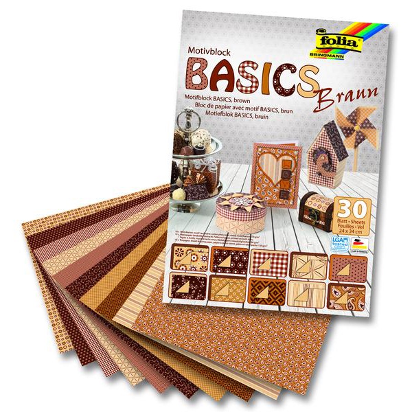 Motiivkartong Basics PRUUN, 24x34cm, 30 lehte/pk