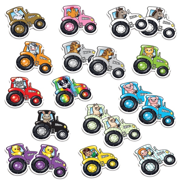 Lauamäng: Leia paarid - värvilised traktorid image 2