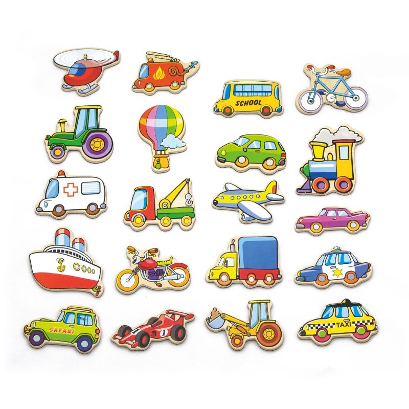 Viga Toys puidust magnetsõidukid 20 tk