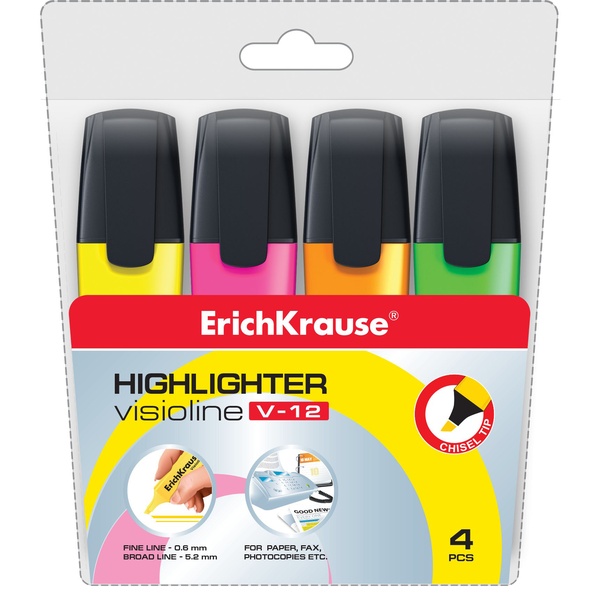 Tekstimarker Erich Krause 4 värvi blistris