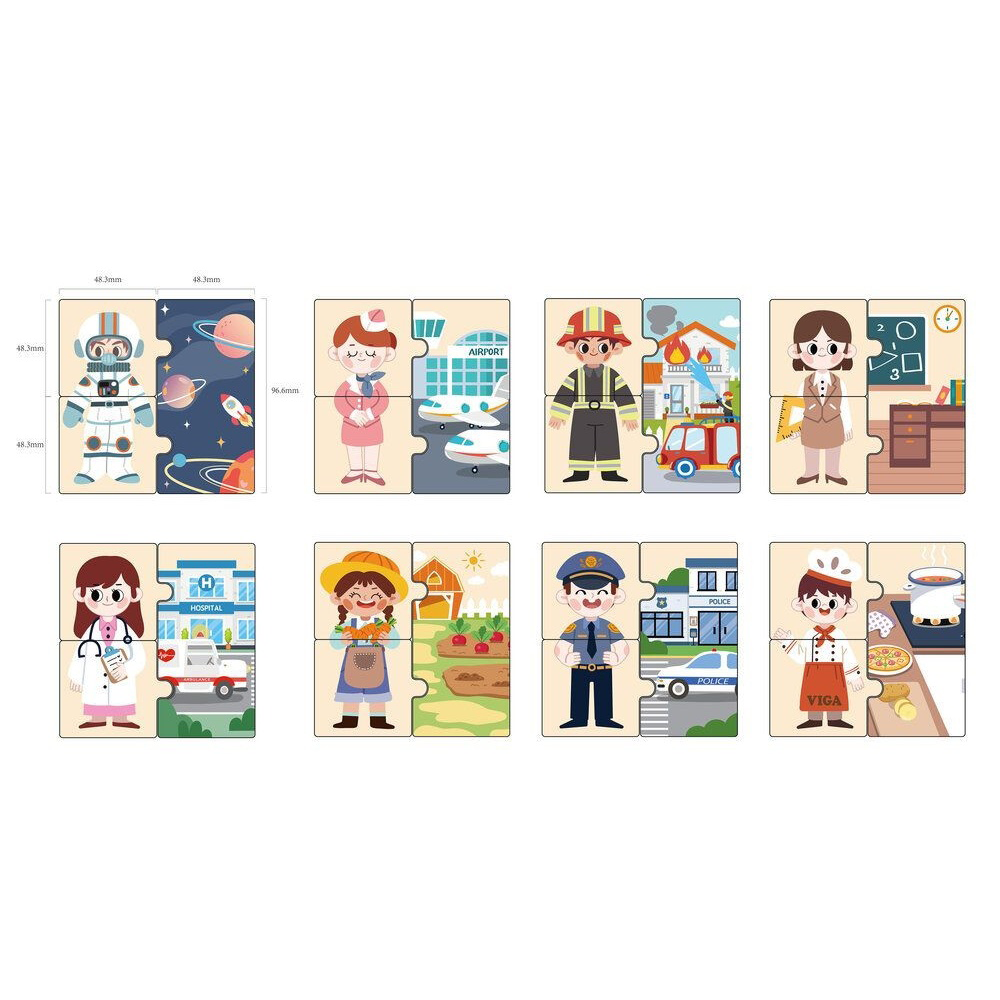 Viga Toys puidust puslemäng AMETID