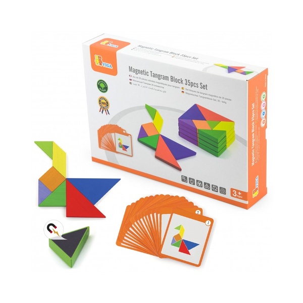Viga Toys puidust magnetiline tangram 35 osa image 1