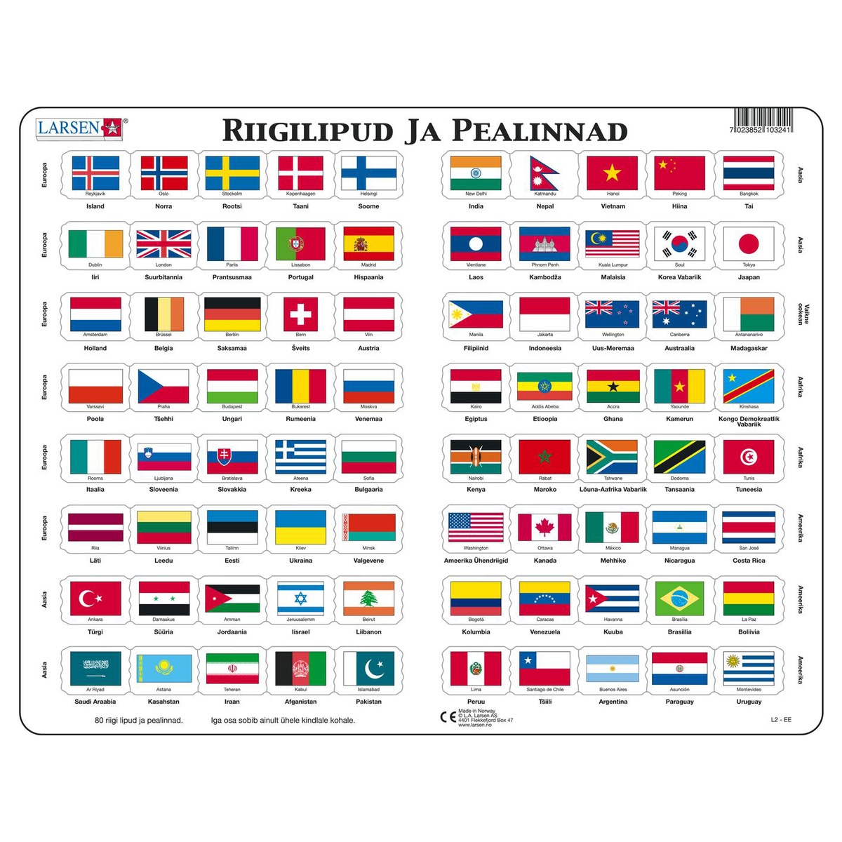 Larsen pusle Riigilipud ja pealinnad
