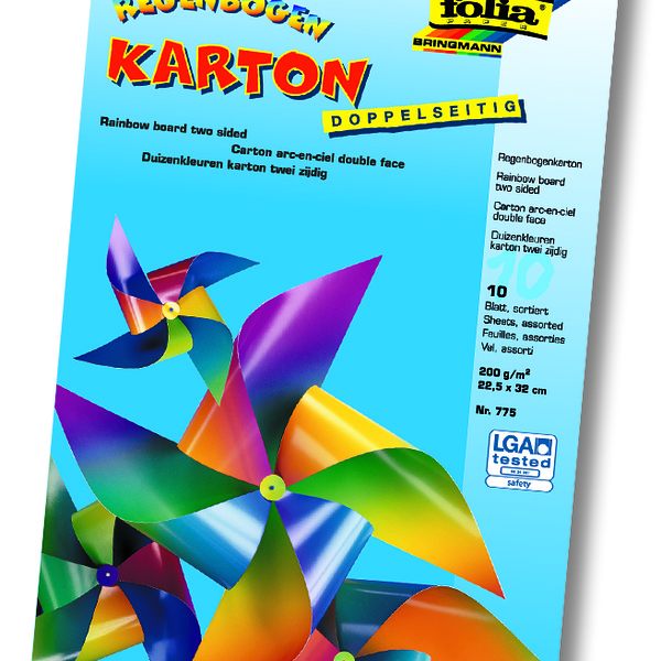 Vikerkaarekartong 22 x 32 cm, 10 L/pk