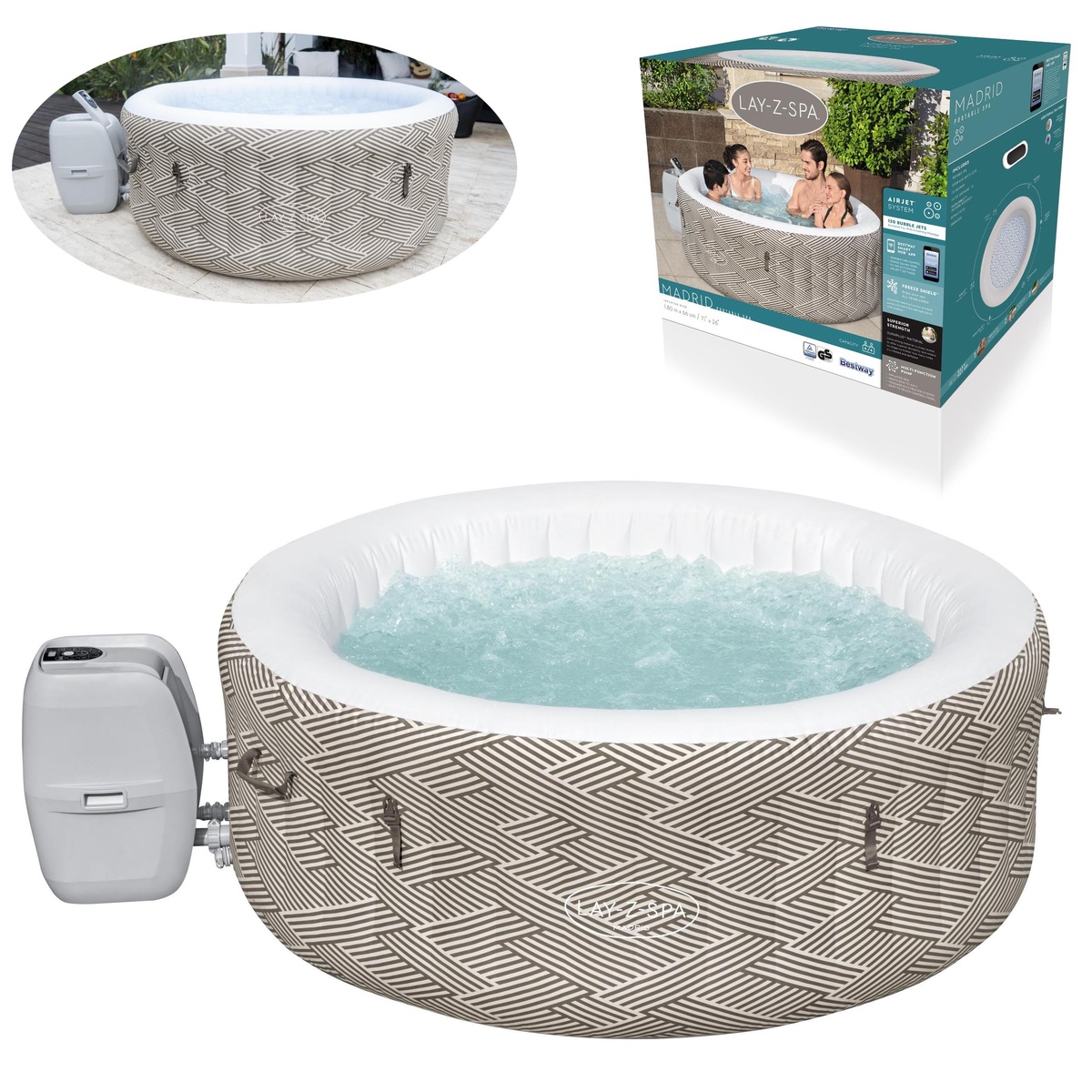 Mullivann Lay-Z-Spa 1.80m x 66cm Madrid AirJet