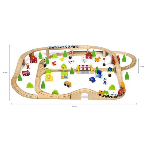 Viga Toys puidust rongirada 90 osa