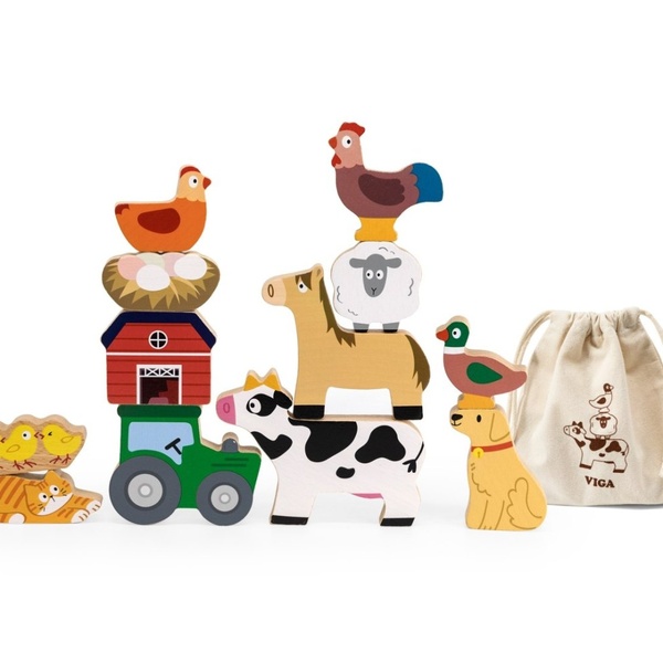 Viga Toys puidust virnastamismäng Talu image 2