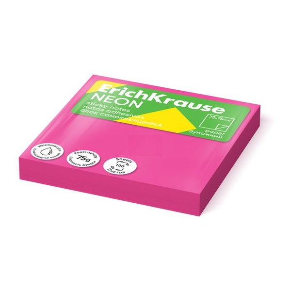 Märkmepaber Neon 75x75 mm, roosa 100 lehte