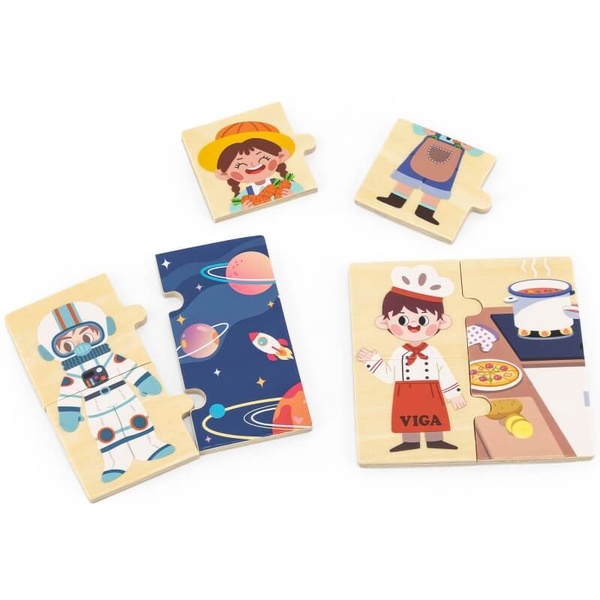 Viga Toys puidust puslemäng AMETID image 2