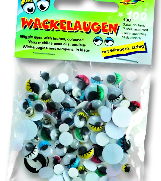 Liikuvad silmad ripsmetega, värvilised 100 tk/pk image 1