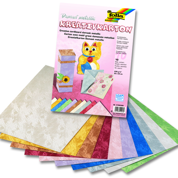Motiivkartong Damask metallic 23x33cm 230g/10L