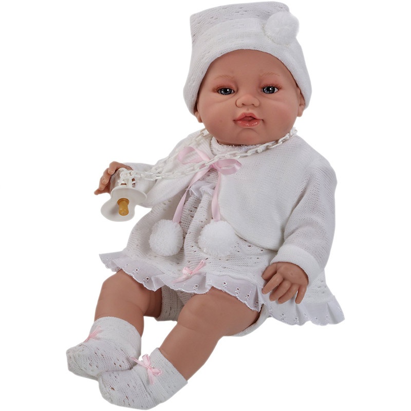 BERBESA Tüdruknukk 42 cm, valge kleidiga