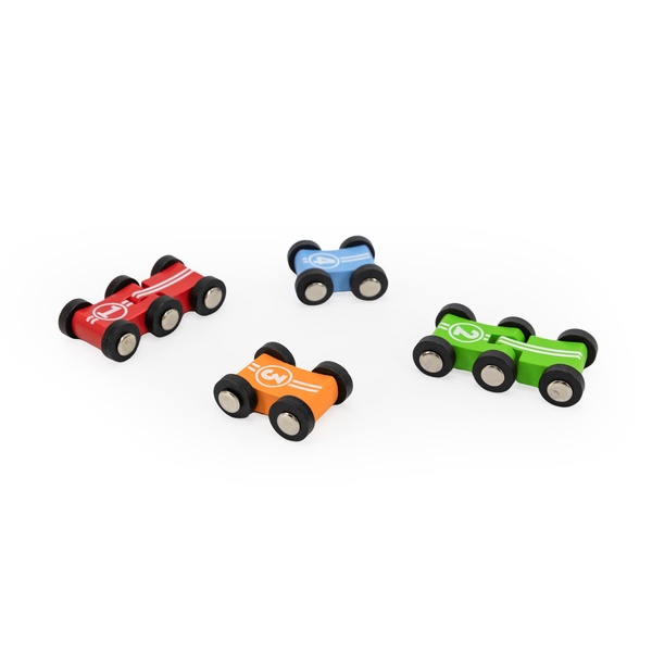 Viga Toys Puidust kahepoolne võidusõidurada kellaga image 4