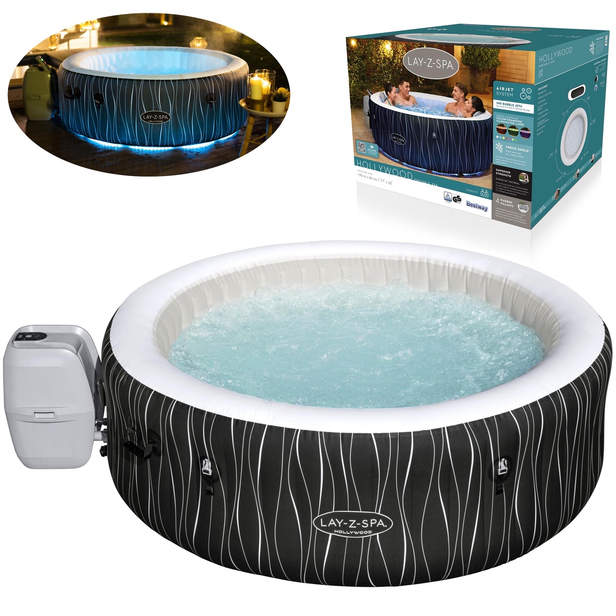 Mullivann Lay-Z-Spa 1.96m x 66cm Hollywood AirJet