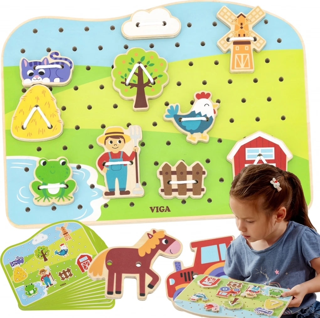 Viga Toys puidust punumismäng FARM