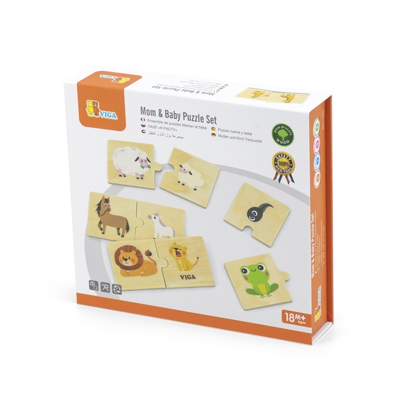 Viga Toys 2-osaline puidust pusle emad ja pojad image 3