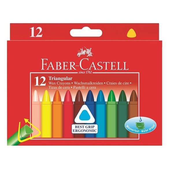 Vahakriidid Faber-Castell kolmekandilised 12-värvi