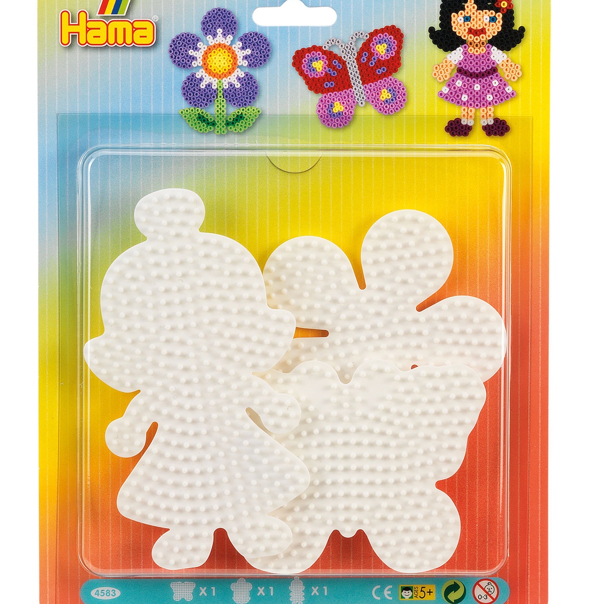 Hama helmeplaadid: liblikas, lill, nukk