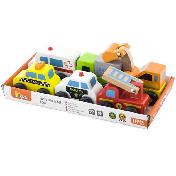 Viga Toys puidust väikesed sõidukid 6 tk image 4