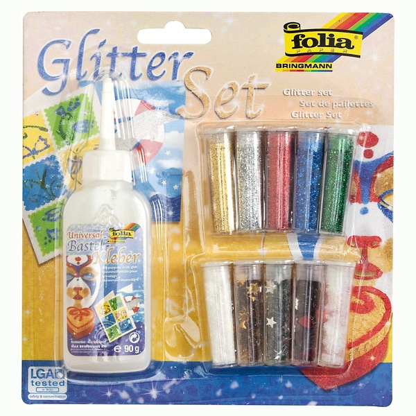 Glitterpulbrid 10 tk + liim 90 g