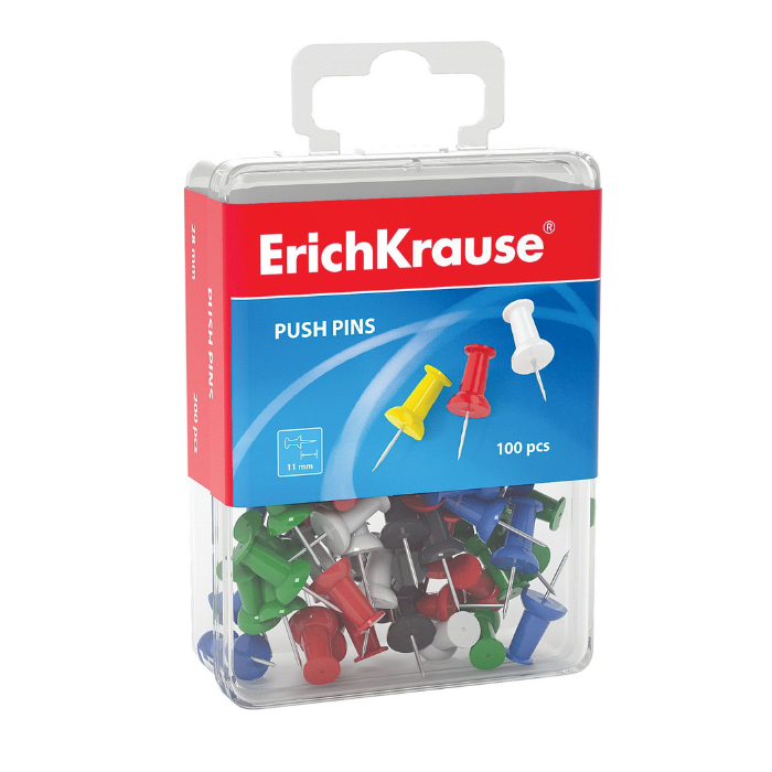 Korktahvli nõelad värvilised plastkarbis 100 tk