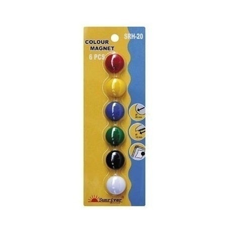 Tahvlimagnetid 20mm, assortii 6tk/blistris