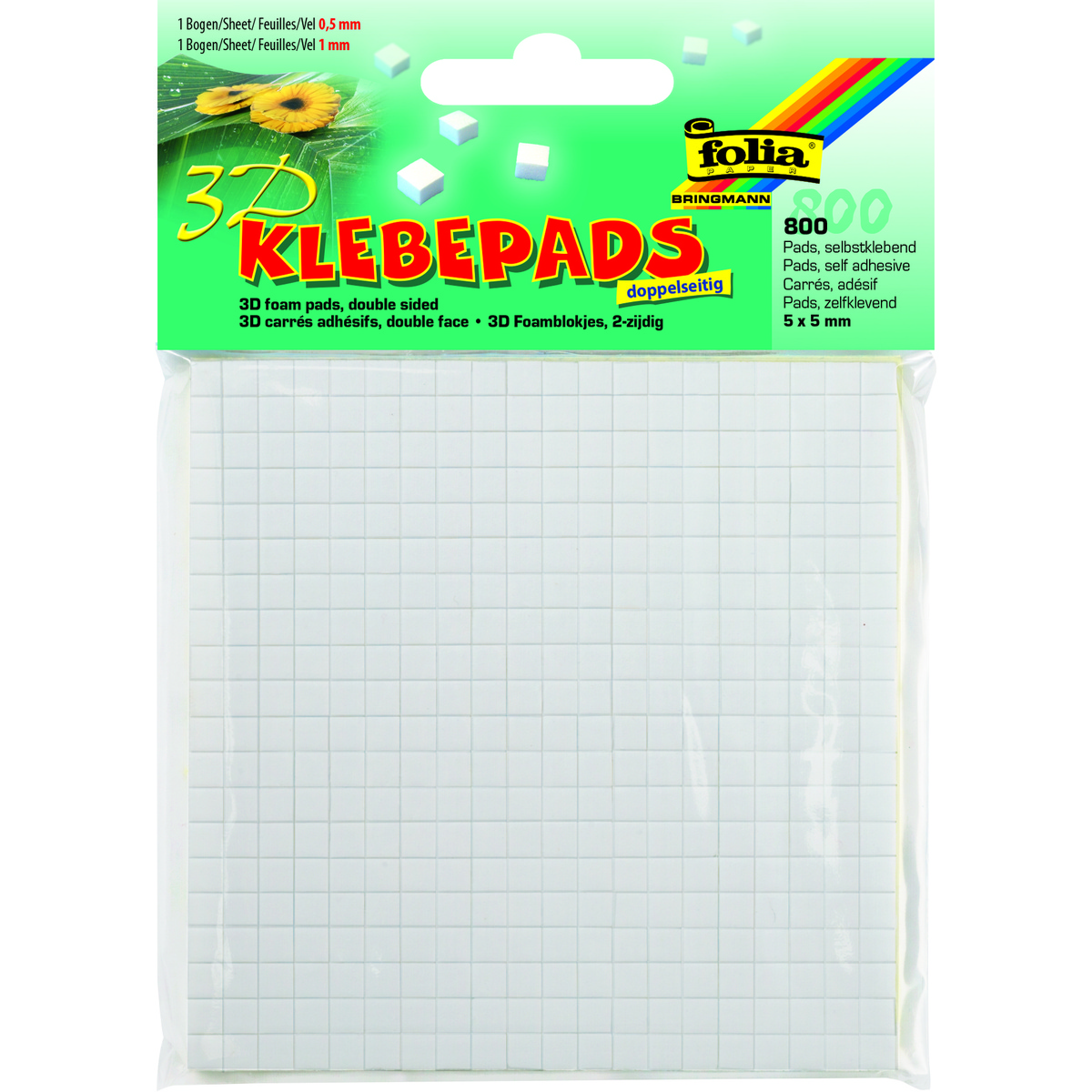 Kleeppadjad 5 x 5 cm 800 isekleepuvat padjakest
