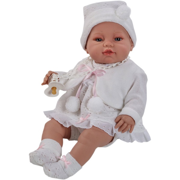 BERBESA Tüdruknukk 42 cm, valge kleidiga
