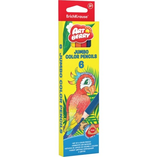 Värvipliiatsid Artberry JUMBO + teritaja, 6 värvi