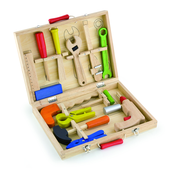 Viga Toys puidust mängutööriistade kast
