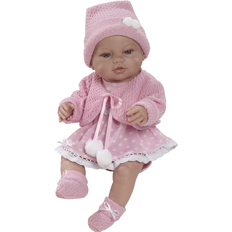 BERBESA Tüdruknukk 42 cm, roosa kleidiga