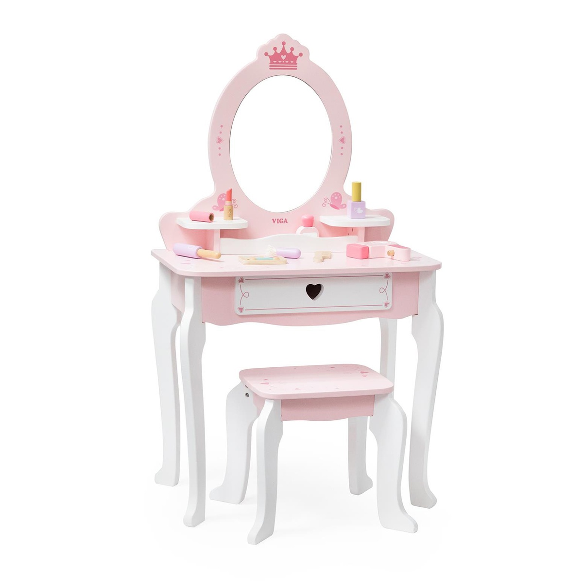 Viga Toys puidust mängu juuksurilaud tooliga