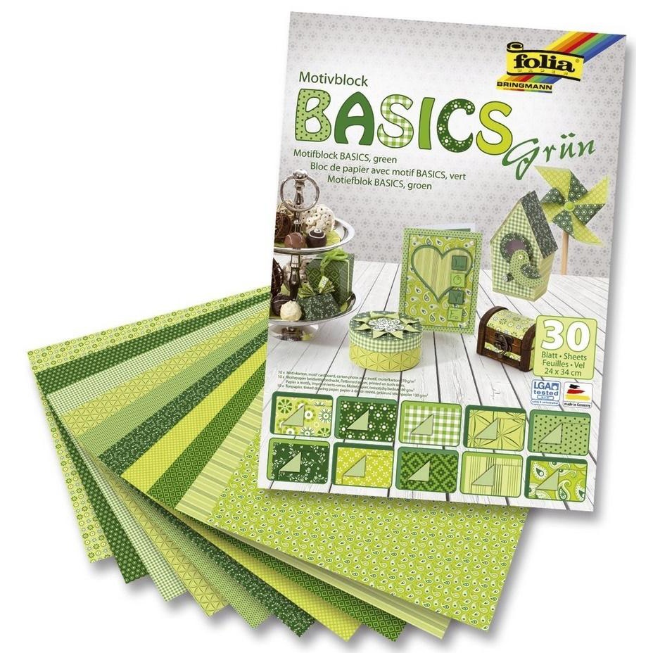 Motiivkartong Basics ROHELINE, 24x34cm, 30 lehte/pk