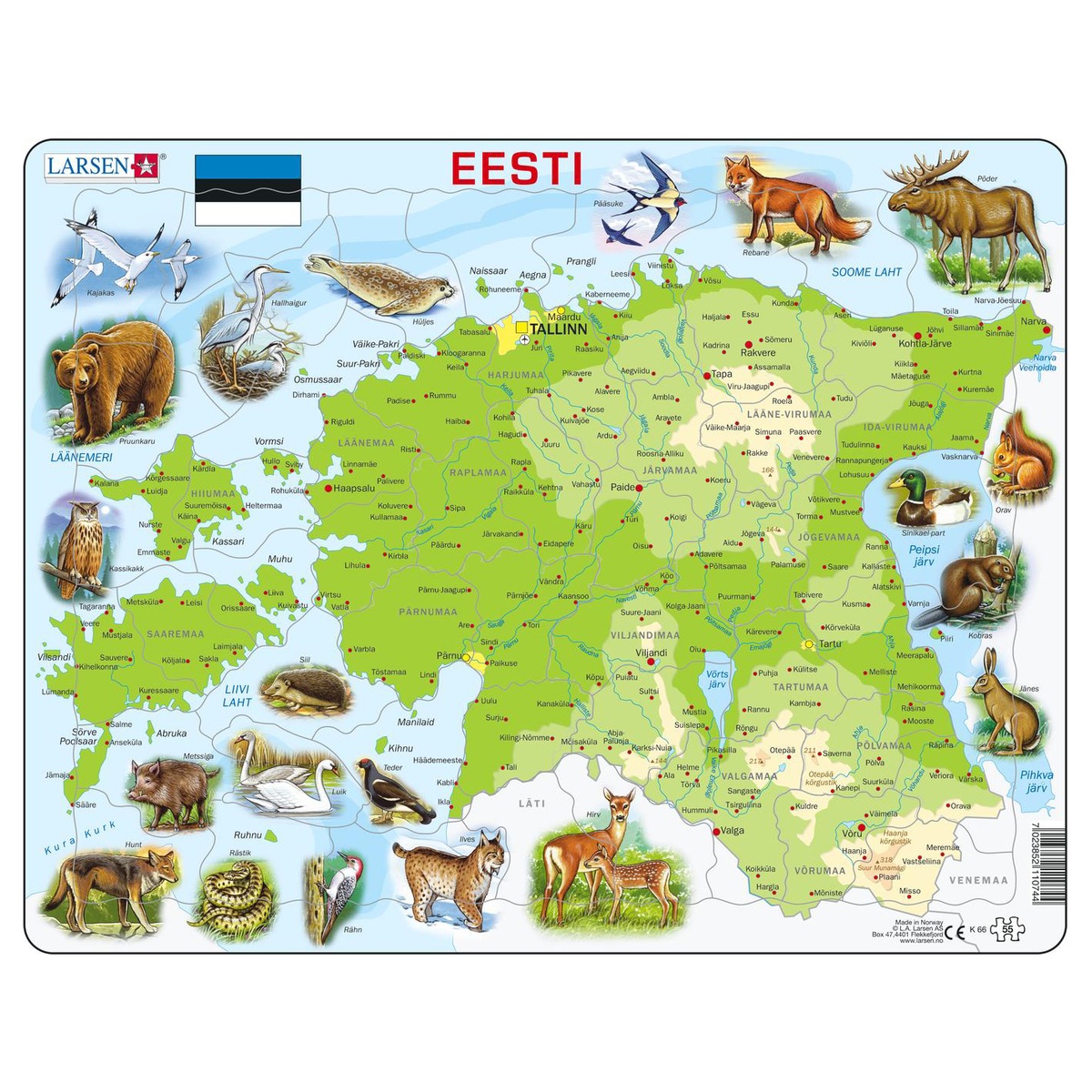 Larsen pusle Eesti geograafiline kaart