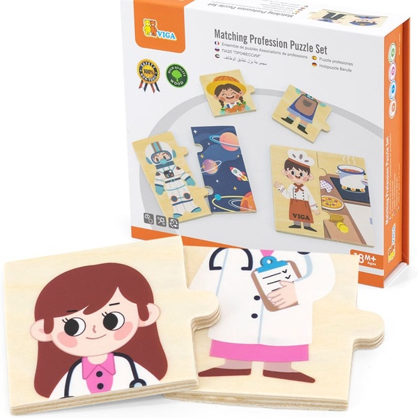 Viga Toys puidust puslemäng AMETID image 4