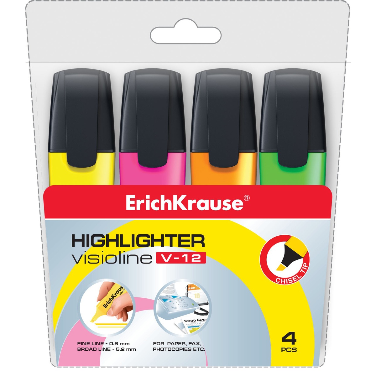 Tekstimarker Erich Krause 4 värvi blistris