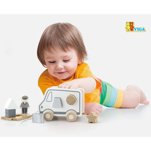 Viga Toys puidust veetav auto kujunditega image 4