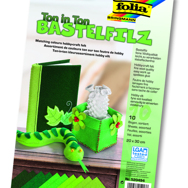 Käsitöövilt rohelised toonid 20x30cm 1mm 10L 