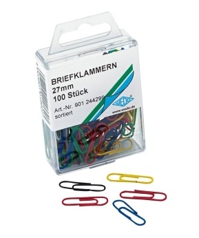 Kirjaklambrid WEDO värvilised 27 mm 100 tk