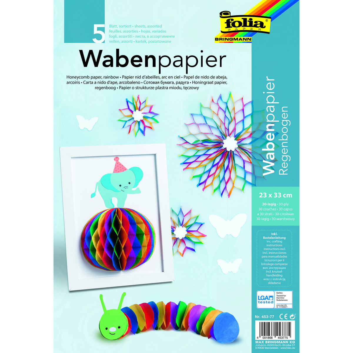 Kärgpaber 23*33cm  vikerkaar 5L/pk