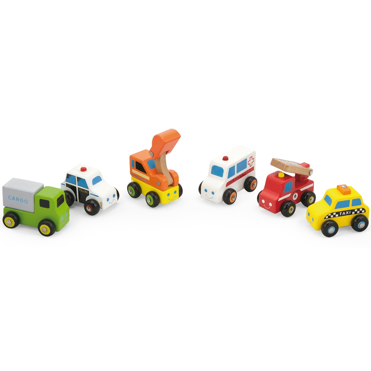 Viga Toys puidust väikesed sõidukid 6 tk