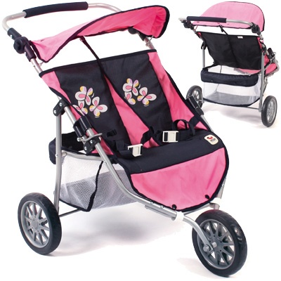Kaksikute käru Jogger roosa/must