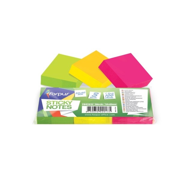 Märkmepaber FORPUS, 50x40mm, 3tk pakis
