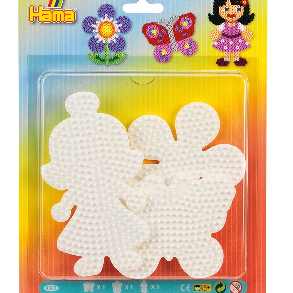 Hama helmeplaadid: liblikas, lill, nukk