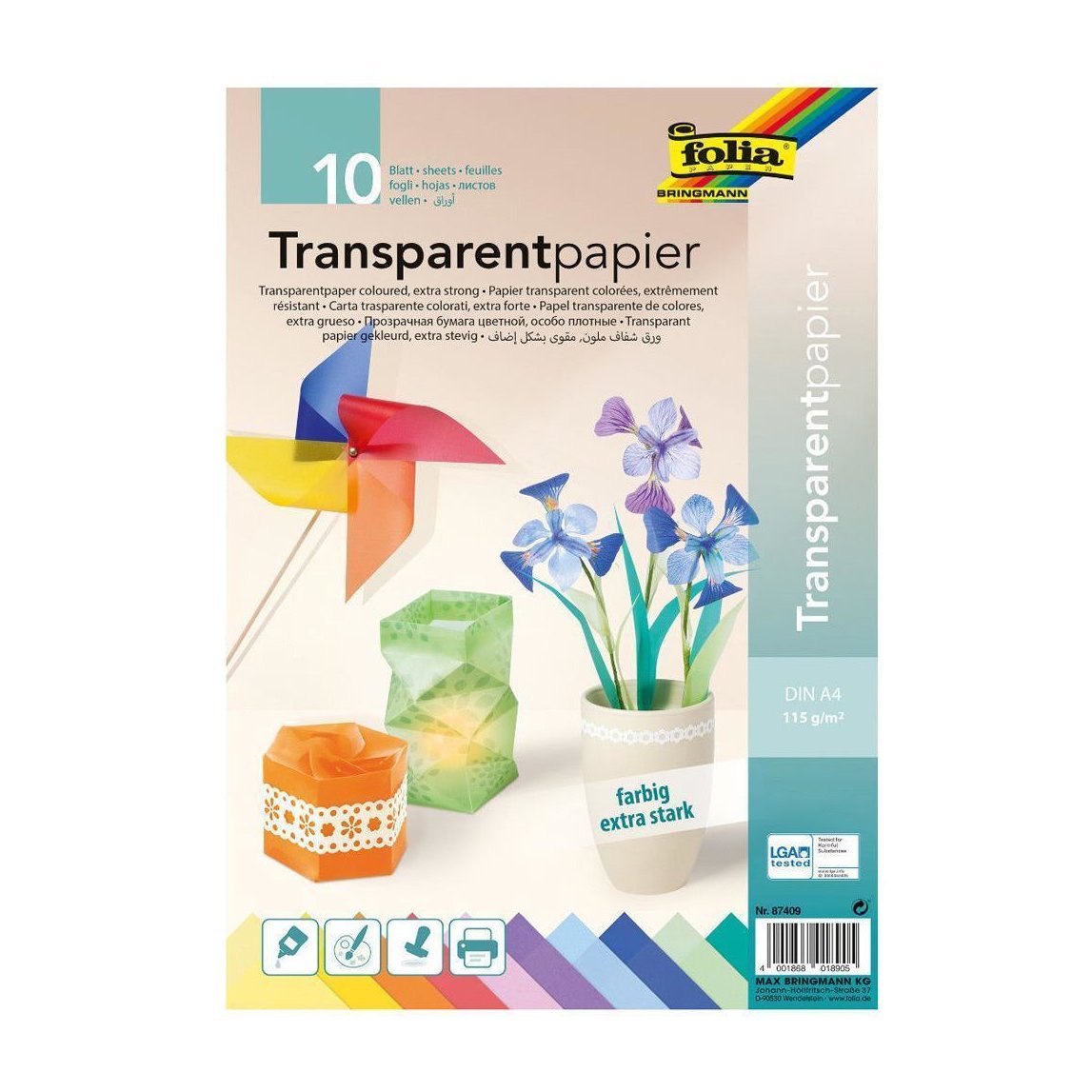 Transparentpaber 10 värvi