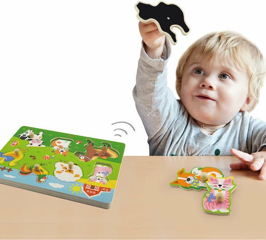 Viga Toys puidust nupupusle häälega: Farm image 2