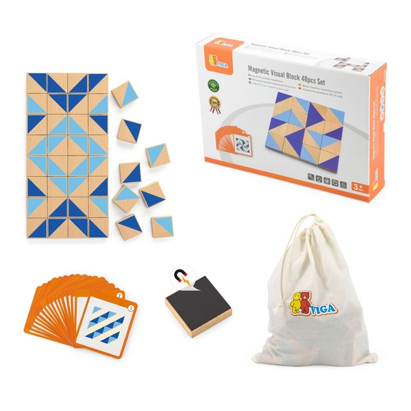 Viga Toys puidust magnetiline mustrikomplekt 40 osa image 2