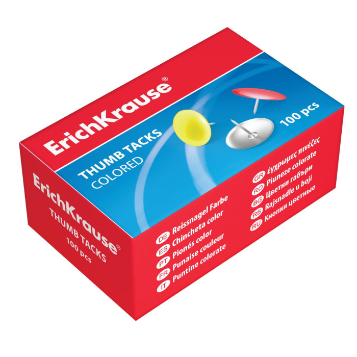 Knopkad värvilised Erich Krause, kartongkarbis 100tk